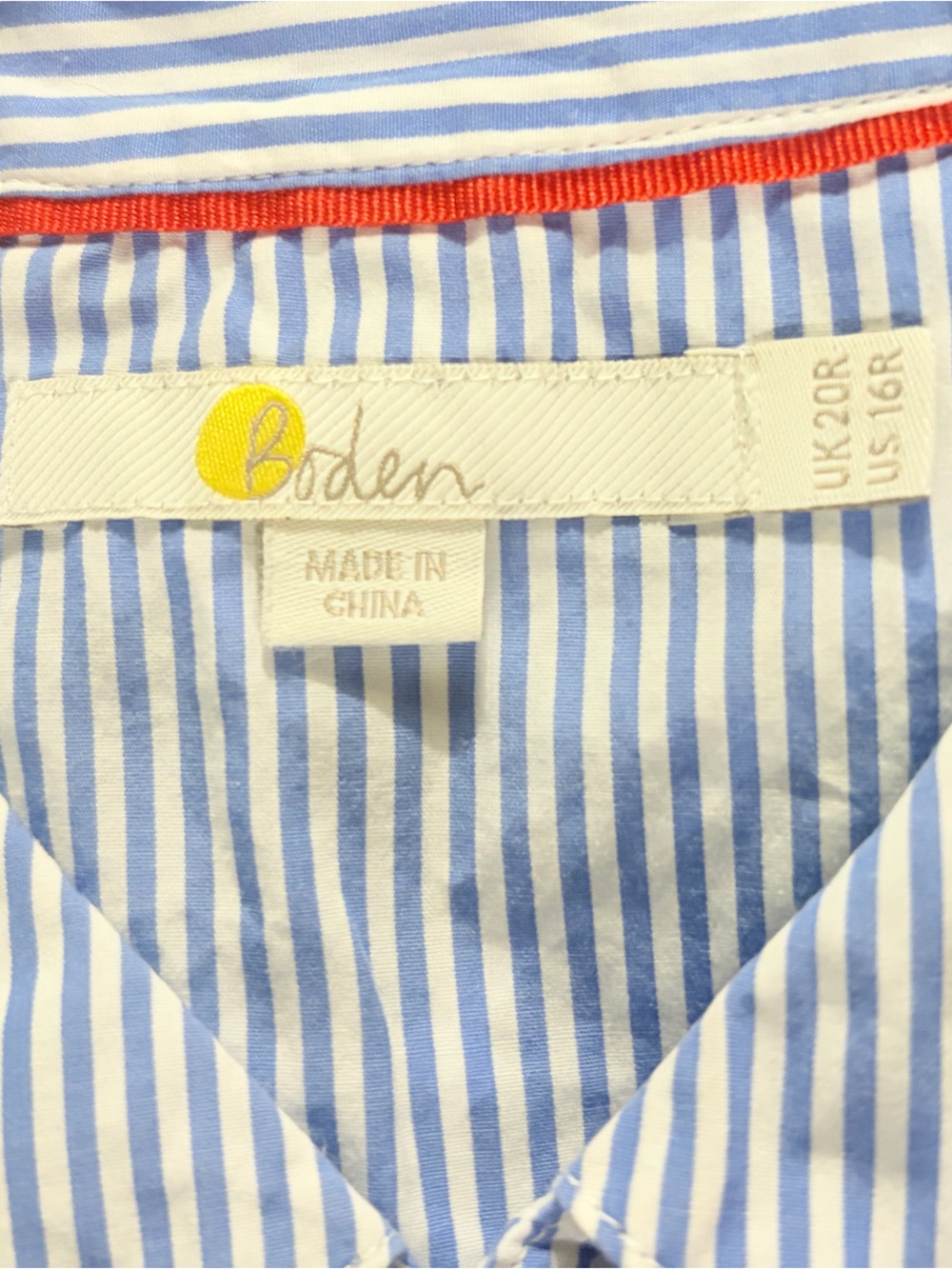 Joules Blue and White Striped Shirt with Red Trim - Picture 2 of 7